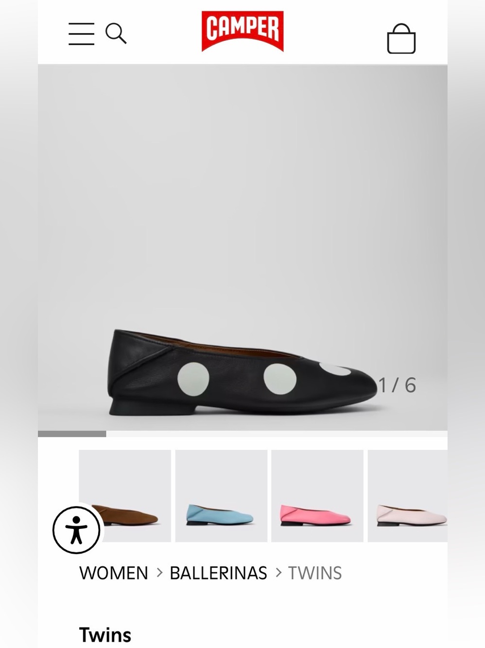 Camper Twins Calfskin Polka Dot Ballet Flats